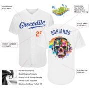 Men's Custom White Royal-Orange Authentic Skull Fashion Baseball Jersey - Image 2
