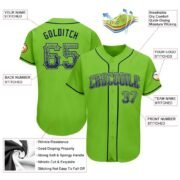 Men's Custom Neon Green Navy-Gray Authentic Drift Fashion Baseball Jersey - Image 2