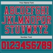 Men's Custom Aqua Red-Black Authentic Baseball Jersey - Image 3