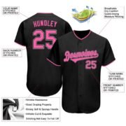 Men's Custom Black Pink-White Authentic Baseball Jersey - Image 3