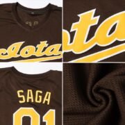 Men's Custom Brown Orange-White Authentic Baseball Jersey - Image 2