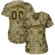 Men's Custom Camo Black-Gold Authentic Baseball Jersey - Image 5