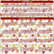 Men's Custom White White-Red 3D Pattern Design "Autumn Leaves" Authentic Baseball Jersey - Image 2